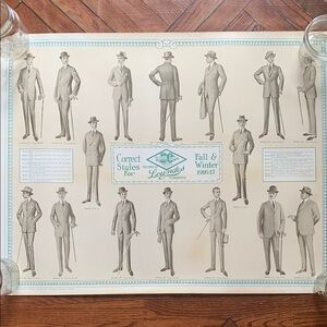 Antique Vintage Fall Winter 1916 1917 Lowndes Toronto Men Fashion Advert Poster